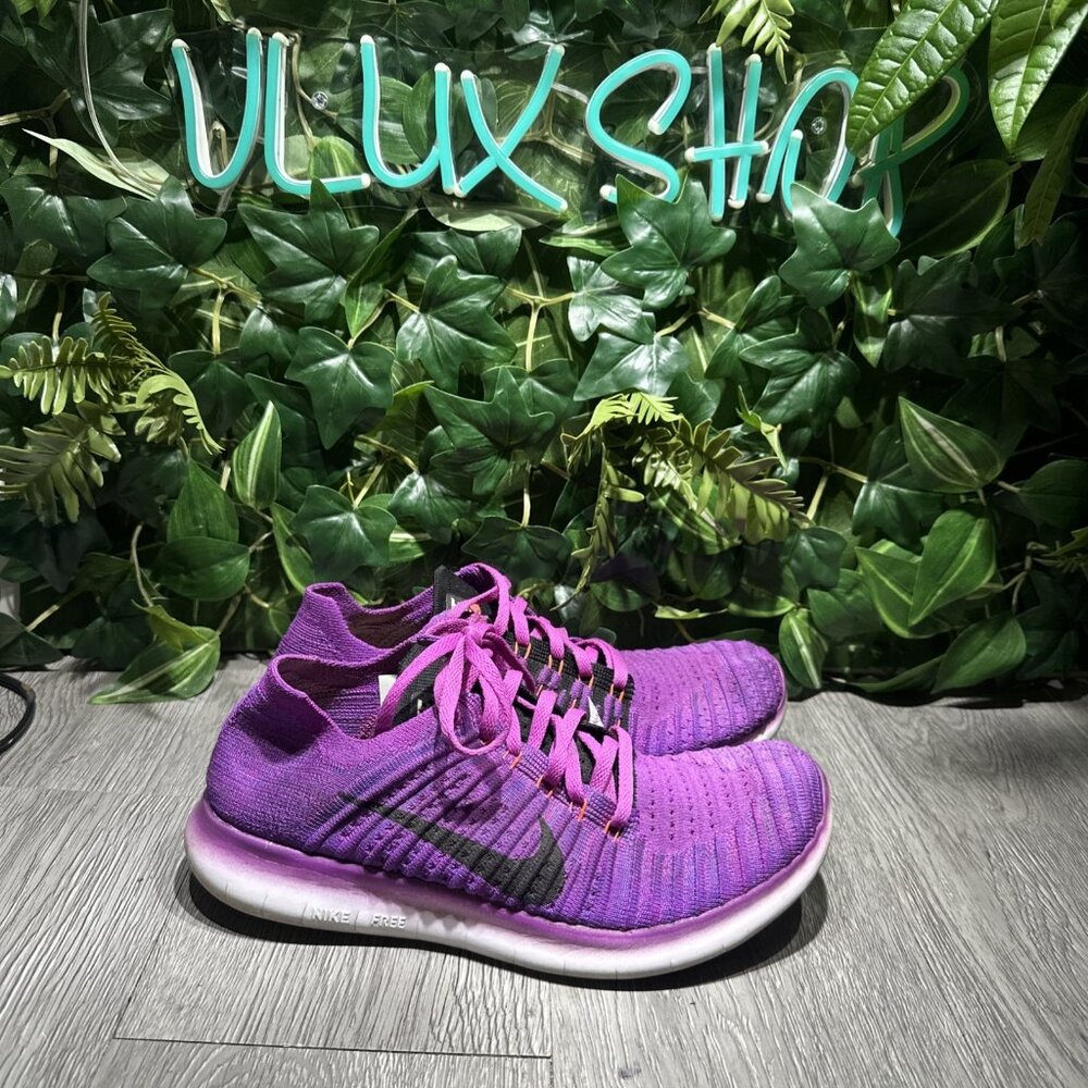 Nike Free RN Flyknit Shoes Womens 8.5 Hyper Violet Purple White 831070-501